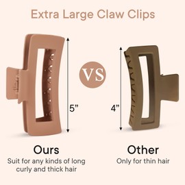 4 Pack 5 Inch Extra Large Claw Clips for Thick Hair, Matte Non-slip XL Big Claw Clips for Long Thick Curly Hair, Jumbo Claw Clip Hair Accessories for Women and Girls