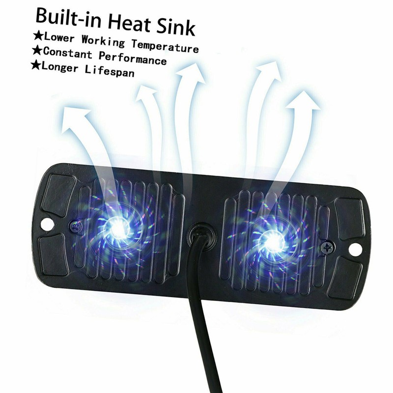 4PCS 12 Strobe LED Amber Hazard Beacon Emergency Flashing Side