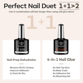 modelones Nail Tips and Glue Gel Kit 500 Pieces Nail Tips Gel Nail X Extension Set Glue Gel Nail Kit, 4 in 1 Nail Glue Full Cover Nail Tips Press on Naisl Art Nail Extension Nails Tips Almond