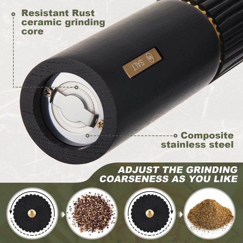 LOYIM Wooden Salt and Pepper Grinder Set 8 Inch Manual
