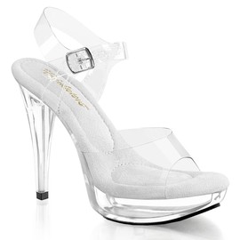Pleaser Fabulicious Women's Cocktail-508 Ankle-Strap Sandal Clear/Clear