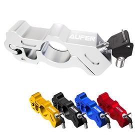 AUFER Universal Heavy Duty Motorcycle Grip Handlebar Throttle Lock Anti Theft Brake Lever Locking Compatible with for Motorbike Sports Bikes Scooter Mopeds ATVs (Chrome)