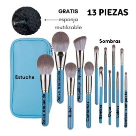 Divina Creacion Set 13 Brochas C/estuche Maquillaje Profesional Suave Pince