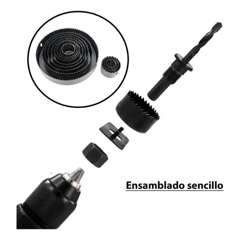 Broca Perforadora Sierra Kit 18pza Sacabocado Madera Copa Circular