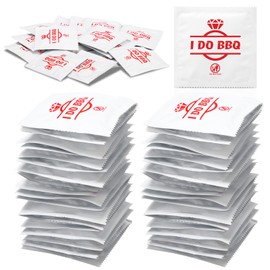 Loopeer 100 Pcs I Do BBQ Wet Wipes Bulk Red Individual BBQ Hand Wipes Pack