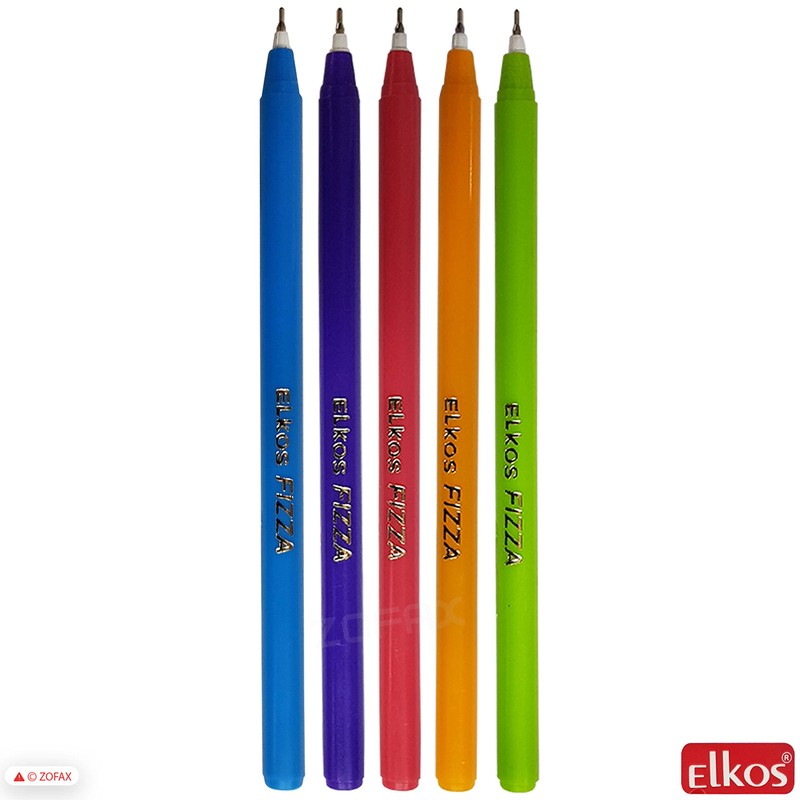 ELKOS BLUE Ballpoint Pens, 0.7mm Fine Point, Pack of 5,