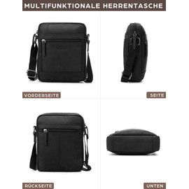 LEABAGS Leather Shoulder Bag Men's - Messenger Bag Men's Handbag, Vintage Genuine Leather Crossbody Bag Men, Handbags Work Bag Carry Bag, Shoulder Bag for Men, Nature black, Casual, classic, vintage