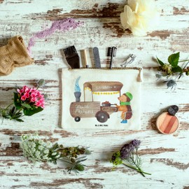 Mr. & Mrs. Panda Make-Up Bag Hedgehog Chestnuts, White, Hand Drawn