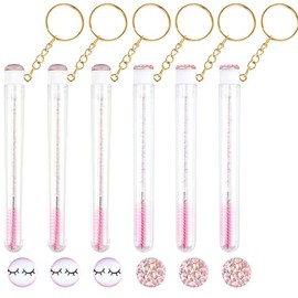 Juego de 48 Varitas de Rímel Desechables, Incluye 24 Cepillos Desechables de Cristal para Pestañas Y 24 Tubos Vacíos Reutilizables con Forma de Llavero de Diamante.