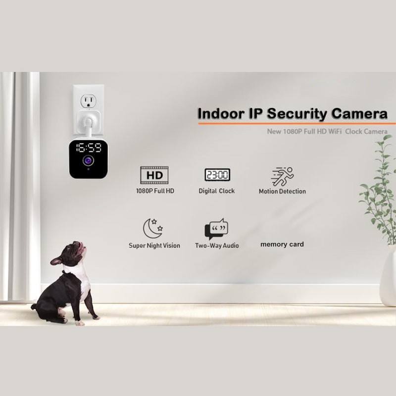 Indoor Security Camera with Clock 2.4G WiFi Wireless HD 3MP