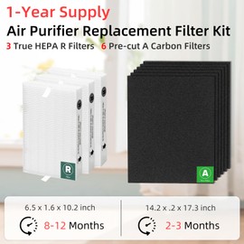 HPA300 Replacement Filters for Honeywell Air Purifiers HPA300 Series, HPA300, HPA304, HPA3300, HPA5300, HPA5350, HPA8350, Part HRF-R3, 3 R Filters and 6 Pre-cut A Carbon Pre-filter by APPLIANCEMATES