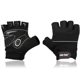 Wilhelm Sell® Non-Slip Sports Gloves for Fitness Training and Cycling Touring, Half Finger Gloves for Cycling and Bike, Women and Men, Unisex (1 Pair-Size L Black)