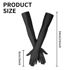 Toumett Long Black Satin Gloves,White Gloves Fancy Dress,Red Gloves Women,Silk Gloves,Stretchy Elbow Length Gloves,for 1920s Style Costume Evening Opera Bridal Party Wedding Prom (Black)