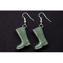 Miniblings Wellington Boots Boots Earrings – Handmade Fashion Jewellery I Shoes Green – Earrings Silver-Plated, Metal, No Gemstone