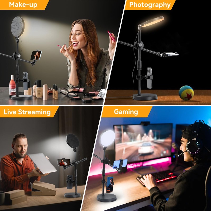 UTEBIT Zoom Lighting for Computer 6" Ring Light with Stand