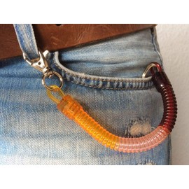 Pink Rubber Keychain Key Chain Purse Red Spiral Spirals - Orange
