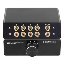 SIUNIMAS 4-in 1-Out Pro RCA Passive Audio Switching Box 4 Channels Audio Converter Passive Audio Selector Switch Box 1-in 4-Out (R0401-RCA)
