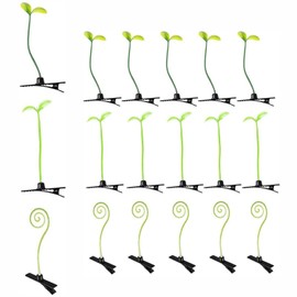 BEANPRECOY 18Pcs Grass Hair Clips Bean Sprout Hairpins Mixed Style Cute Grass Funny Green Leaf Plant Hair Pins for Women Cosplay Headwear Party Hair Accessories for School Parties and Everyday Wear