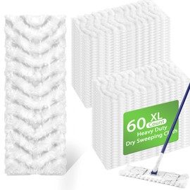 Aodaer 60 Count XL Heavy Duty Dry Sweeping Cloth Compatible with Swiffer Sweeper Microfiber Duster Mop Pads Cloth X-Large Dry Pads Refills for Multiple Surface Cleaning Floor Dust and Pet Hair