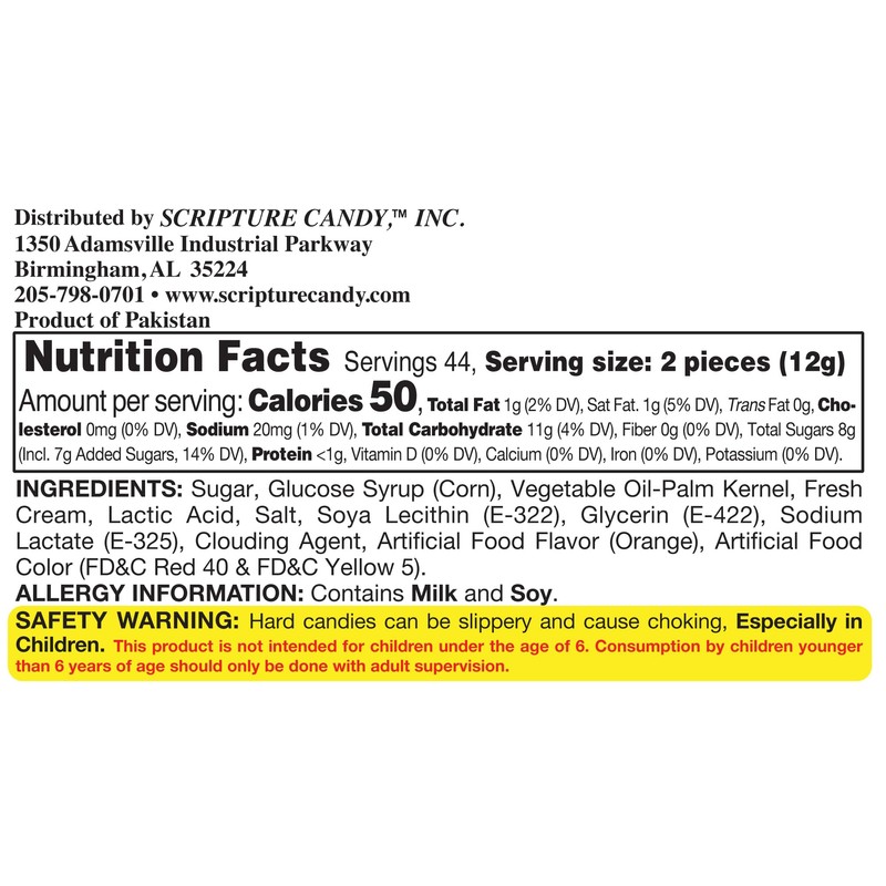 Scripture Candy, Orange and Cream Hard Candy Rolls, 9 Count
