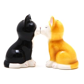 Hand Painted Ceramic Magnetic Salt and Pepper Shaker Set- Kittens