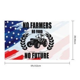 No Farmers No Food Flag 3' X 5' Indoor Outdoor Farmer Truck Double Sided Banner Home Garden Decoration