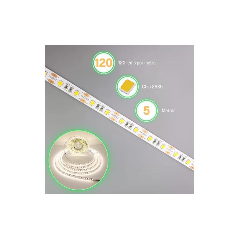 Dosyu Rollo Tira Led 5m 120 Leds 2835 IP20 Interiores