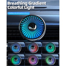 DICMKY Usb Car Vent Fan for Air Vents Mounted with Colorful Light, 360° Rotatable Clip Fans That Blow Cold Air, Small Cooler Mini Fan Silent, Air Vent Booster for Vehicle, Van, Truck, Suv, Rv