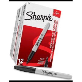 SHARPIE 12 Pack Black Sharpie Fine Point Permanent Markers Quick Dry Smear Resistant