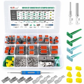 JRready DW1017 6 Pin Deutsch DT Connector Kit, IP68 Waterproof Electrical Automative DT Connectors Kit with 18Pairs Size 16 Stamped Contacts 16-18 AWG and Sealing Plugs, 3 Sets