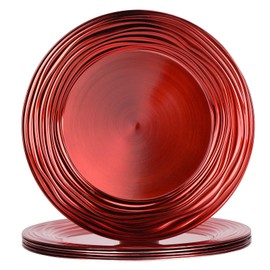 CAMOFOXIN 13 Inch Round Charger Plates, Set of 6, Dinner Chargers Bulk Wedding (Red)