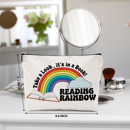 Book Lovers Gifts Makeup Bag, Reading Cosmetic Bag, Rainbow Travel Organizer Zipper Pouch Bookworm Book Club Bookish Gifts for Readers Women Girls Teacher Coworker Best Friend Sister