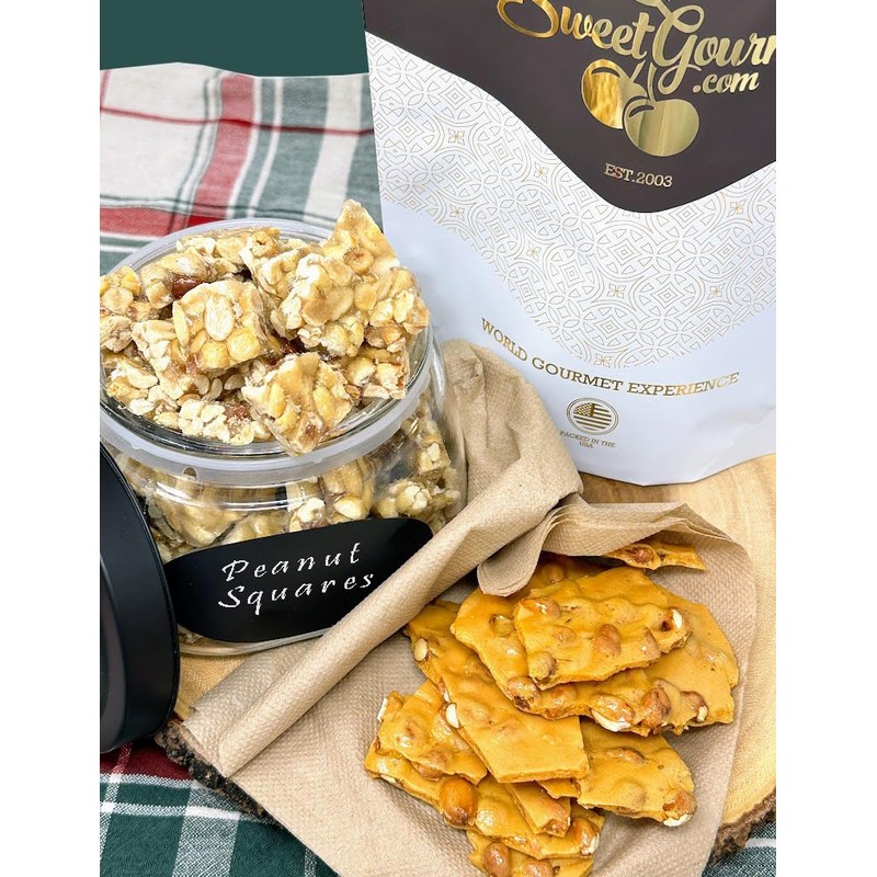 SweetGourmet Classic Old-Fashioned Peanut Butter Squares, Peanut Brittle Candy, 2