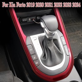 MUXEE Inner Center Console Gear Shift Panel Cover Trim for Kia Forte K3 2019 2020 2021 2022 2023 2024 - ABS Wine red Sport Interior Accessories