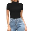 MANGOPOP Women's Mock Turtle Neck Body Suits Short Sleeve Bodysuit