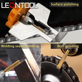 LEONTOOL Chain Saw Diamond Set of 8 0.2 inches (4 mm), Chainsaw Polishing, Drill Bit for Grinding, Titanium Plated, Diamond Whetstone with Shaft, Cylindrical Tip, Polishing Bit, 0.1 inch (3 mm) Shaft