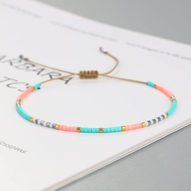 KELITCH Colorful Miyuki Beads Bracelets Boho Friendship Strand Bracelets Thin Rope Bracelets For Women - 22B