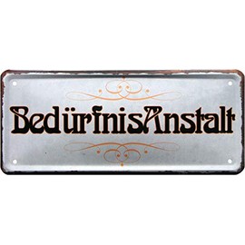 1857 Decorative Tin Sign with German Text"Freunis Anstalt - Toilet 28 x 12 cm