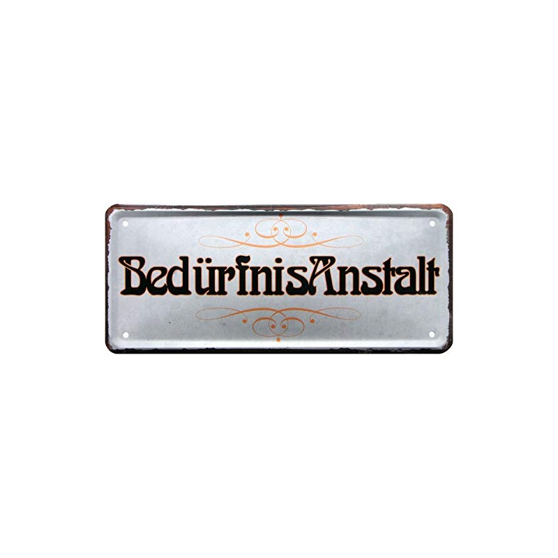 1857 Decorative Tin Sign with German Text"Freunis Anstalt - Toilet