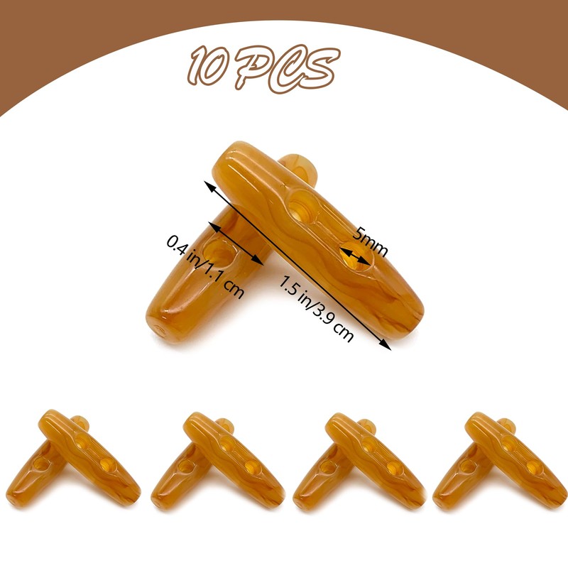 DHER Pack of 10 Toggle Buttons, Oval Toggle Horn Toggle