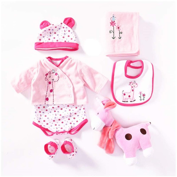 Pedolltree Reborn Baby Doll Girl Clothes 55 cm for 20-23 inch Reborn Dolls Clothing Outfit 7 Pieces Sets