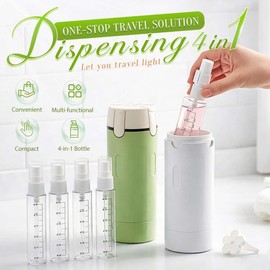 Dispensador de viaje 4 en 1, paquete de 4 botellas de viaje de 30 ml para artículos de cambiador, recipientes a prueba de fugas, recipientes portátiles para champú loción acondicionador crema (blanco)