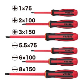 VESSEL"MEGADORA" Insulated Screwdriver (VDE standard certified) [9606PS] 6 pieces set (Japan Import)