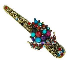 Beautiful Vintage Grapes Hair Clips, Metal, Rhinestone & Acrylic, Bright Gold, 5242