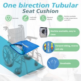 WASHINBED One-Directional Wheelchair Seat Cushion-17 x17 Non-Slip Fall Prevention Seat Pad for Elderly, Wheelchairs, Chairs, and Car Seats-Handle Option Available (Blue, Without Handle)