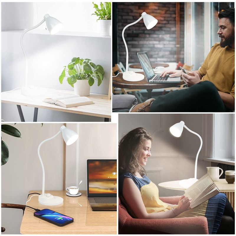 BOHON LED Desk Lamp with USB Charging Port, 3 Color