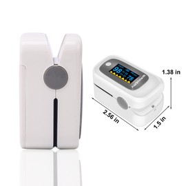 WRINERY Fingertip Pulse Oximeter, Oxygen Saturation Monitor, O2 Saturation Monitor, OLED Portable Oximetry with Batteries, Lanyard (Gray-White)