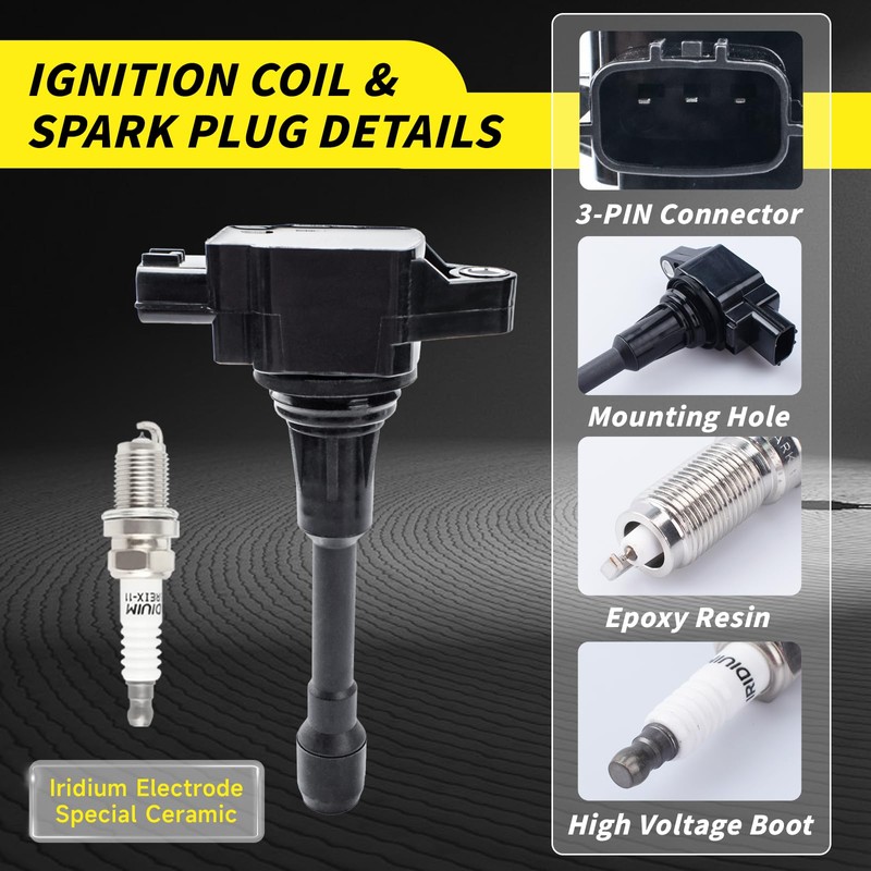 Set of 4 UF549 Ignition Coil Pack & Iridium Spark