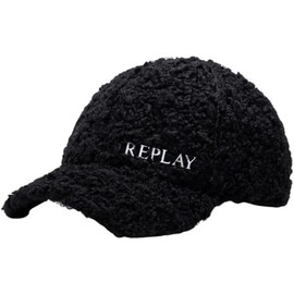 Replay Women's Cap with Teddy Fur, 0098 BLACK