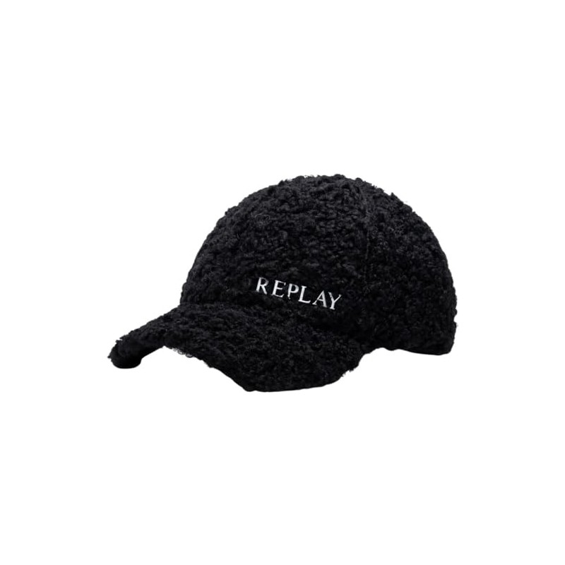 Replay Women's Cap with Teddy Fur, 0098 BLACK